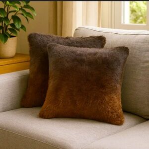 Mon Chateau Luxury Brown Faux Fur Throw Pillow 20in x 20in